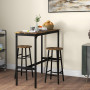 Barbord Set med 2 Barpallar Industriell Vintage-Brun Svart 105 x 40 x 90 cm