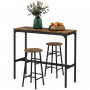 Barbord Set med 2 Barpallar Industriell Vintage-Brun Svart 105 x 40 x 90 cm