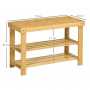 Bambu Sittbänk med 2 Skohyllor för 6-9 par 70 x 28 x 45 cm