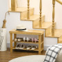 Bambu Sittbänk med 2 Skohyllor för 6-9 par 70 x 28 x 45 cm