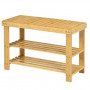 Bambu Sittbänk med 2 Skohyllor för 6-9 par 70 x 28 x 45 cm