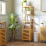 Bambu Badrumsförvaring med 3 Hyllor och Skåp 36 x 33 x 140 cm