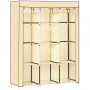 Tygskåp Garderob med 2 Klädstång och 8 Hyllor, Beige 125 x 43 x 163 cm