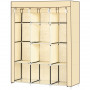 Tygskåp Garderob med 2 Klädstång och 8 Hyllor, Beige 125 x 43 x 163 cm
