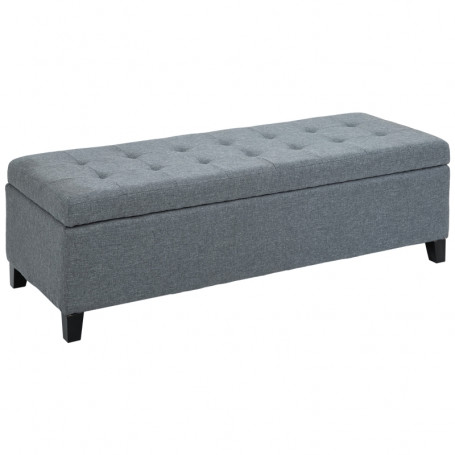 Sittbänk med Förvaring Tyg Grå 125 x 49 x 41 cm