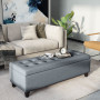 Sittbänk med Förvaring Tyg Grå 125 x 49 x 41 cm