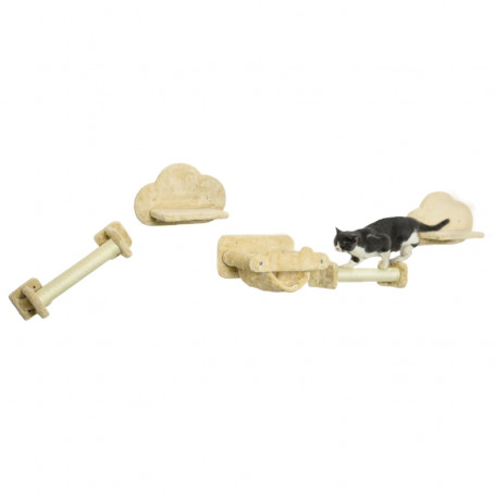 Katt klättervägg 5-delar med hängmatta, plattformar & klösstolpar b...