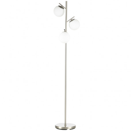 Golvlampa med 3 Glaskulor Silver + Vit H. 169 cm