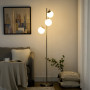 Golvlampa med 3 Glaskulor Silver + Vit H. 169 cm
