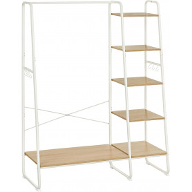 Öppen Garderob Klädställning med Hyllor 120 x 45 x 160 cm Ek Vit