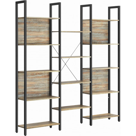 Bokhylla 14 Hyllor Industriell Vintage Trä 158 x 24 x 166 cm