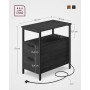 Sidobord, Sängbord med Inbyggd eluttag, USB, 2 Lådor Svart 35 x 60 x 61 cm