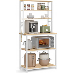 Köksmodul med Bänk, Hyllor, 6 Krokar 80 x 40 x 167 cm Ek/Vit