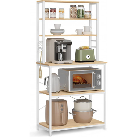 Köksmodul med Bänk, Hyllor, 6 Krokar 80 x 40 x 167 cm Ek/Vit