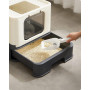 Kattlåda med lock & utdragbar bricka 54,5×42,5×37,7 cm beige/svart ...