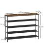Skoställ 5-vånings Skoförvaring för 20-24 Par 120 x 30 x 91 cm