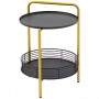 Rund Sidobord 2-våningar Svart Guld metall