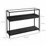 Konsolbord med 2 Hyllor och Glasskiva Metall Svart 100 x 30 x 78 cm