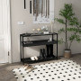 Konsolbord med 2 Hyllor och Glasskiva Metall Svart 100 x 30 x 78 cm
