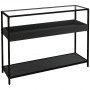 Konsolbord med 2 Hyllor och Glasskiva Metall Svart 100 x 30 x 78 cm