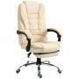 Ergonomisk Kontorsstol med Fotstöd och Justerbart Ryggstöd Läder Beige