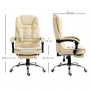 Ergonomisk Kontorsstol med Fotstöd och Justerbart Ryggstöd Läder Beige