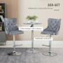 Barstolar 2-Pack Lyx Vintage Grå Silver Höjdjusterbar 65-86 cm