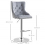 Barstolar 2-Pack Lyx Vintage Grå Silver Höjdjusterbar 65-86 cm