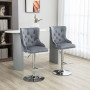 Barstolar 2-Pack Lyx Vintage Grå Silver Höjdjusterbar 65-86 cm