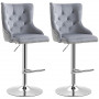 Barstolar 2-Pack Lyx Vintage Grå Silver Höjdjusterbar 65-86 cm