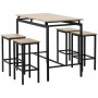 Barbord Group med 4 Barpallar Industriell Design Ek / Svart 120 x 60 x 90 cm