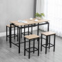 Barbord Group med 4 Barpallar Industriell Design Ek / Svart 120 x 60 x 90 cm