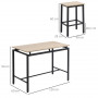 Barbord Group med 4 Barpallar Industriell Design Ek / Svart 120 x 60 x 90 cm