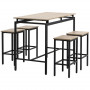Barbord Group med 4 Barpallar Industriell Design Ek / Svart 120 x 60 x 90 cm