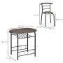 Matgrupp med 2 Stolar Oval 80 x 53 x 75 cm Metall Trä Svart/Brun