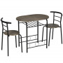 Matgrupp med 2 Stolar Oval 80 x 53 x 75 cm Metall Trä Svart/Brun