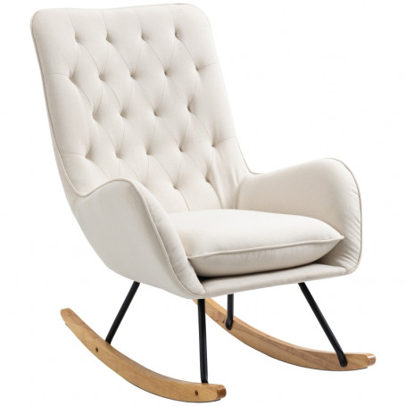 Gungstol - Scandi Design Knappad Krämvit Tyg