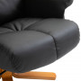 Massagefåtölj med Fotpall Träben, 145° Lutning, Läder Svart