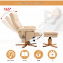 Massagefåtölj med Fotpall Träben, 145° Lutning, Läder Beige