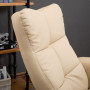 Massagefåtölj med Fotpall Träben, 145° Lutning, Läder Beige