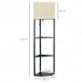 Hörn Golvlampa med 3 Hyllplan, Svart/Vit H.159 cm