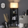 Hörn Golvlampa med 3 Hyllplan, Svart/Vit H.159 cm