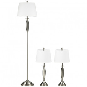 Set med Golvlampa och x2 Bordslampor Elegant Rostfritt Stål