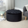 Pall med Förvaring Oval Sammet Svart 71 x 52 x 42 cm