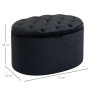 Pall med Förvaring Oval Sammet Svart 71 x 52 x 42 cm