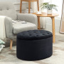 Pall med Förvaring Oval Sammet Svart 71 x 52 x 42 cm