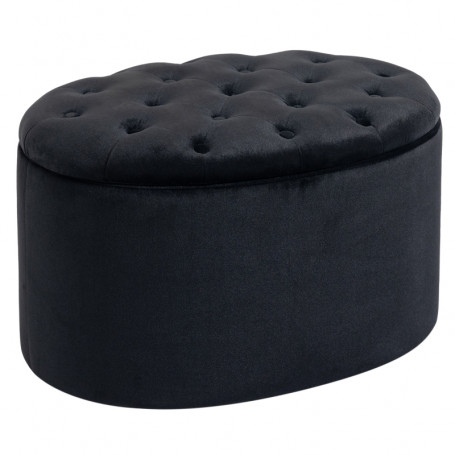 Pall med Förvaring Oval Sammet Svart 71 x 52 x 42 cm