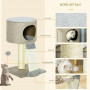 Klösträd H.50 cm med Kattgrotta och Boll Leksak, Beige