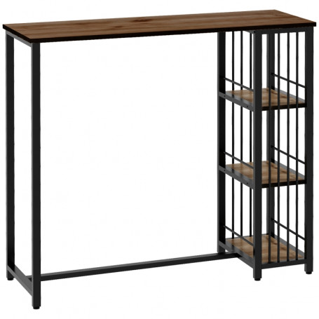 Barbord Köksbänk Industridesign 3 Hyllplan 120 x 40 x 105 cm Svart - Brun