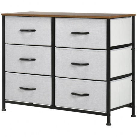 Byrå 6 Tyglådor 80 x 30 x 62,5 cm Brun - Svart - Grå